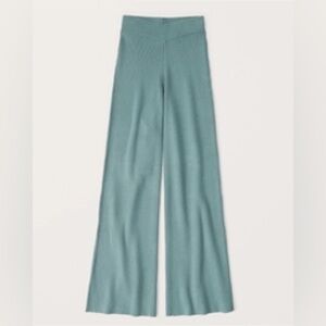 Abercrombie & Fitch Sea Green/Teal ribbed Wide Legged Sweater Pants - Sz L